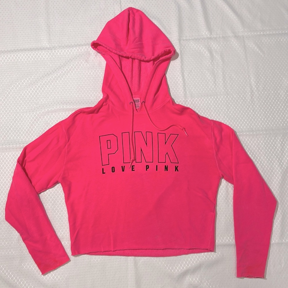 Cropped hoodie with open back to show sports bra, lightweight, soft terry cloth